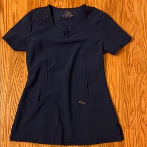 Navy scrub top.